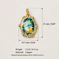 Cute cartoon duck enamel pendant in copper with size specs 15.7x21mm for jewelry making - Goose with Scarf Gold Edge