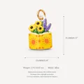 Enamel sunflower charm pendant made of alloy with size 19.1mm x 13.6mm measurements - Style 4 / Yellow Book Bouquet