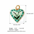 Detail view of mint green floral heart pendant with dimensions and weight info - Lily of the Valley Gold Edge Pendant Only (Without Chain)