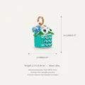 Floral book charm pendant in alloy with precise measurement details and gold ring - Style 7 / Blue Book Bouquet