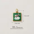 18K gold plated stainless steel square swan pendant with green enamel for jewelry DIY - No.8 Goose With Bow Pendant Only (Without Chain)
