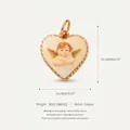Pendente angelo Cupido a forma di cuore in rame con misure dimensionali dettagliate - Ciondolo Solo (Senza Catena) Cuore Bianco Angelo