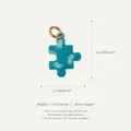 Teal puzzle piece pendant with white cloud pattern, copper jewelry accessory for DIY - 12 Puzzle