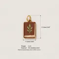 316 stainless steel book charm with leaf design, 18K gold plated, with measurements - 1-Red Book Pendant