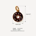 Miniature chocolate donut shaped copper pendant charm for DIY jewelry and craft making - Chocolate Donut Pendant