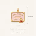 Elegant pink enamel certificate charm pendant in copper for DIY jewelry making 19mm - No.12 Certificate Pendant