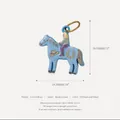 Dainty stainless steel blue enamel horse pendant charm with printed rider design - Horse Pendant Style 3