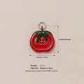 Realistic red tomato button pendant charm in stainless steel for DIY jewelry making - Tomato Pendant