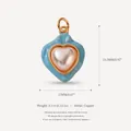 Elegante pendente a cuore blu con centro perlato, materiale rame, misura 23,3 mm - Ciondolo Solo (Senza Catena) Cuore Blu Madreperla