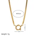 18K gold plated stainless steel snake chain necklace with round clasp measurements - Snake Chain Mariner Clasp (6109955060410) / 40+5cm / Gold
