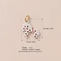 Cute white enamel animal pendant with red heart patterns and gold-plated copper loop - No. 2 White Heart Deer Pendant