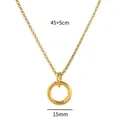 Collana con ciondolo ad anello circolare placcato oro con catena regolabile 45+5cm - Catena con Fermaglio a Molla A / 15mm 45+5cm