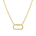18K gold plated stainless steel paperclip chain necklace featuring a carabiner lock clasp - Large Oval Carabiner Paperclip Chain (Gold)