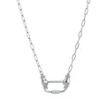 Collana vintage in argento con ciondolo a forma di mano e catena a graffetta unica - Collana con Chiusura a Mano Argentata