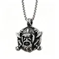 Collier pendentif casque de guerrier viking vintage avec finition argent vieilli pour homme. - Pendentif Seul (Sans Chaîne)