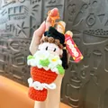 Handmade crochet graduation doll keychain with flowers and orange clip souvenir gift - Red Graduation Bouquet / Red