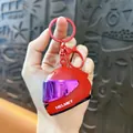 Portachiavi casco da moto rosso luminoso con visiera viola per borse e zaini - Ciondolo Casco Colorato (Non Luminoso) / Rosso