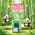 Mini panda themed handheld electronic game keychain toy in green and white colorway - Square Pet Console Pendant / Green