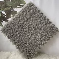 Grey plush shaggy floor tile for bedroom decor with soft cake velvet texture - 30x30x1cm / Gray