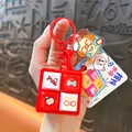 Lindo llavero de teclado mecánico rojo juguete fidget con teclas de dibujos animados - Botón de Cuatro Rejillas para Niño de Cuatro Ojos / Rojo
