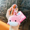 Adorable handmade pink crochet whale keychain with cute boutique tag for bag decoration - Pink