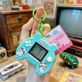 Llavero de consola de juegos Tetris retro verde azulado con anillo verde y conejo - Estilo Controlador Gato / Verde