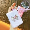 Cute plush lavender folding mirror keychain featuring a stylish silver bow design - Bowknot Folding Mirror Pendant / Purple