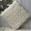 Soft cream white shaggy square carpet tile with cake velvet texture for bedroom - 30x30x1cm / Off White