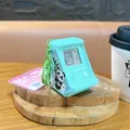 Mint green mini Tetris handheld game console keychain with cute panda decal decoration - Arcade Game Console Pendant / Green