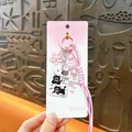 Adorable black cat acrylic keychain pendant for bags featuring pink flower and bow charms - Pink - Cute Cat Bag Charm