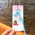 Cute blue cat acrylic keychain charm with workday theme pendant and floral accents - Blue - Cute Cat Bag Charm