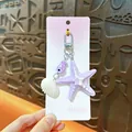 Ocean style starfish and seashell keychain charm in purple and white for bag decoration - Ocean Starfish Shell Charm / Purple