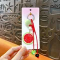 Porte-clés tranche de pastèque réaliste avec pompon vert et perle en cœur - Pastèque