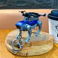 Creative blue and silver mechanical dog flying robot keychain for students and fans - Pull-Back Mechanical Dog Pendant / Blue