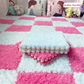 Tapis de sol en peluche emboîtables bleu ciel et rose rouge pour chambre confortable - Rouge Et Bleu / 30x30x1cm