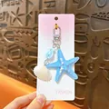 Charming ocean theme starfish shell and fish keychain accessory for bag decoration - Ocean Starfish Shell Charm / Blue