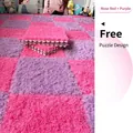 Tapis de sol en mousse pelucheuse imbriquée rose rouge et violet pour décoration de chambre - Rouge Violet / 30x30x1cm