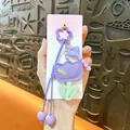 Adorable purple fabric tulip keychain for backpacks with embroidered nice text - Tulip Flower Bag Charm / Purple