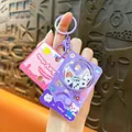 Cute purple rotating dice keychain featuring cartoon bear design and game function - Purple