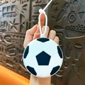 Cute sports style soccer ball silicone earphone case and coin purse keychain pendant - Football Shape / Soccer (Black and White)