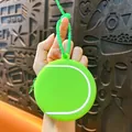 Portable green tennis ball shaped silicone coin purse and earphone storage pouch - Tennis Ball Shape / Tennis (Green)