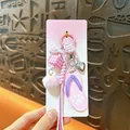 Exquisite pink flip-flop bag charm keychain with cute bow and pom-pom details - Flip-flop Pendant / Pink