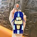 Blue die-cast miniature supercar keychain with pullback action and openable doors - Alloy Pull-Back Supercar Pendant / Sapphire Blue