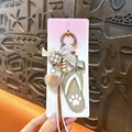Exquisite coffee-themed flip-flop keychain bag charm with checkered bow and plush ball - Flip-flop Pendant / Brown