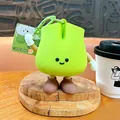 Creative green scalloped leek character coin purse keychain with a cute face and legs - Light Green