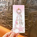 Creative pink acrylic starfish keychain and bag charm with beads and metal bow - Ocean Style Starfish Charm / Pink