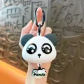 Cute cartoon panda keychain pendant with large eyes and metal clip accessory - Panda Squishy / Cute Eyes
