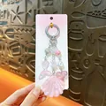 Mignon porte-clés rose en acrylique avec coquillage et queue de sirène pour sacs - Rose - Charme de Coquillage Océan à Paillettes