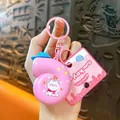 Lindo llavero de caracol musical rosa con gato de dibujos animados para bolsos - Rosa