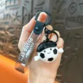 Porte-clés personnage de football mignon avec sangle transparente et crochet noir - Pendentif Poupée de Football Sportif / Noir